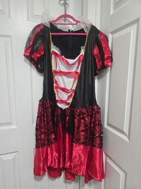 Plus Size Black & Red Heart Queen Costume Dress with Lace Trim